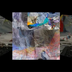 Collage abstrait représentant un cygne