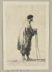 Mendiant de profil face à droite