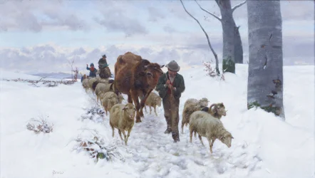 Retour du marché après la chute de neige, avant 1877