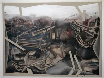Paysage mécanique dystopique
