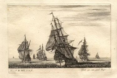 Un bateau toutes voiles dehors entouré d