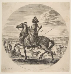 Un cavalier maure face à gauche, des Turcs debout et assis au milieu..., vers 1651