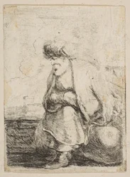 Un vieux Turc assis sur une pierre, vers 1662