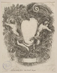 Cartouche encadré par Apollon et Pan, 1647