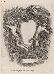 Cartouche avec Apollon et Pan
