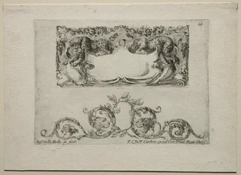 Collection de divers caprices et nouveaux dessins de cartouches et ornements : N° 16