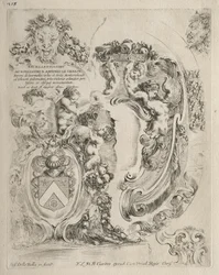 Collection de divers caprices et nouveaux dessins de cartouches et ornements : No. 2, Page de dédicace