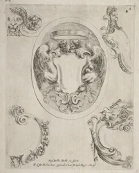 Collection de divers caprices et nouveaux dessins de cartouches et ornements : No 8