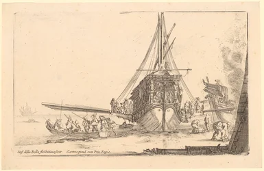 Embarquement dans une galère, planche 6 de la série « Divers personnages »