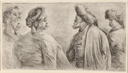 Quatre Turcs portant des turbans