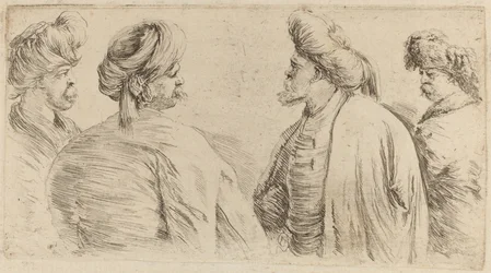Quatre Turcs portant des turbans