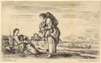 Des femmes observent les baigneurs, feuille n° 2 de la série « Divers personnages et pays »