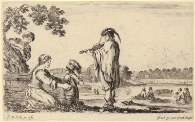 Joueur de violon, planche 6 de la suite « Diverses figures et pays »