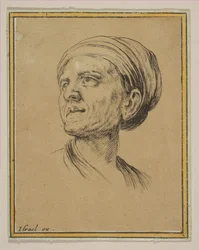 Tête de femme en vue de trois quarts, de Diverses têtes et figures, 1650
