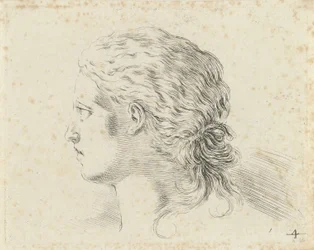 Tête de femme, de profil vers la gauche