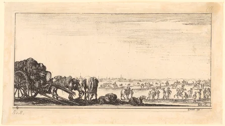 Chariot tiré par deux chevaux
