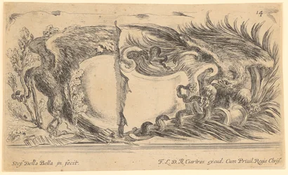 Cartouche avec aigle et serpents