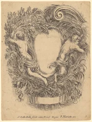 Cartouche avec un homme et un satyre