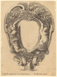 Cartouche avec des nymphes