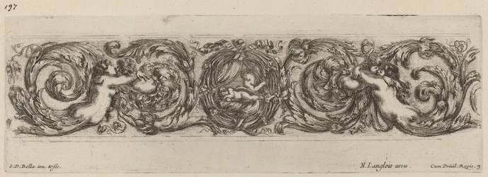 Frise ornementale avec Cupidon et Psyché, probablement 1648