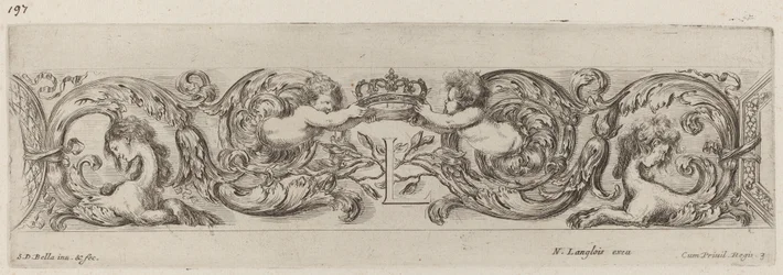 Frise ornementale avec la lettre L (Louis XIV)
