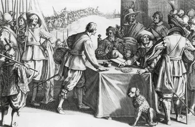 Paiement des mercenaires, gravure par Stefano della Bella (1610-1664)