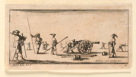 Planche 10, de "Desseins de Queleques Conduites de Troupes, Canons, et Ataques de Villes"