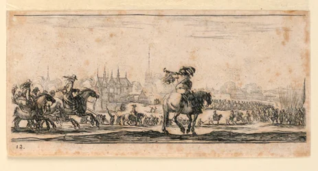 Planche 12, de "Desseins de Queleques Conduites de Troupes, Canons, et Ataques de Villes"