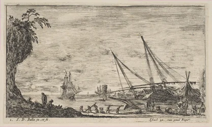 Planche 1 : port avec des navires, de 