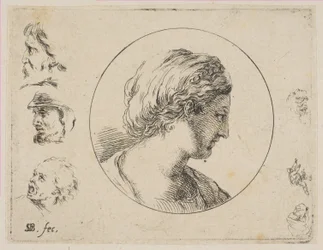 Planche 4 : Tête de femme de profil, de la Seconde collection de divers griffonnages et gravures