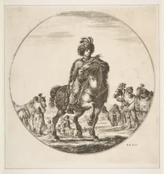 Cavalier polonais face à droite, une composition circulaire, de Figures à cheval, vers 1651