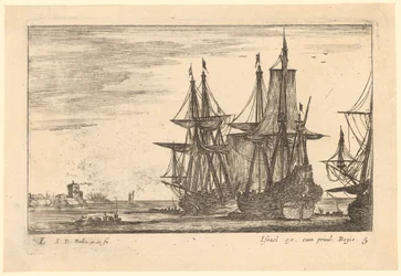 Marine avec deux navires mettant les voiles