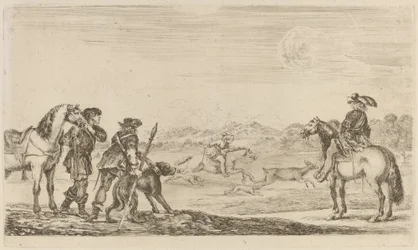 Petit cerf chassé par un cavalier