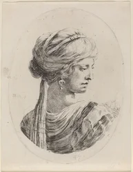 Sultane avec un turban voilé, vue de dos