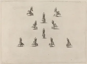 Dix cavaliers avec de grands casques à plumes, 1652