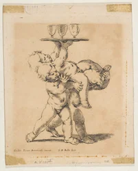 Trois enfants avec un plateau, vers 1638