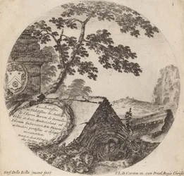 Page de titre pour Paysages et ruines de Rome, 1646