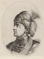 Jeune Maure au turban à plumes, tourné vers la gauche, 1649-1650.