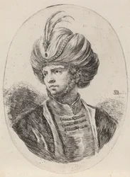 Jeune Maure à la barbe légère et au turban à plumes, tourné vers la gauche, 1650
