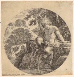 Deux satyres sur la rive du fleuve