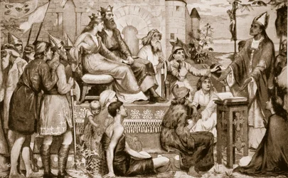 Saint Augustin prêchant aux Saxons, 597, illustration tirée de « Hutchinson
