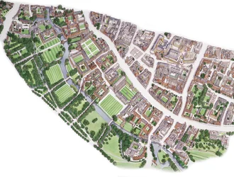 Vue aérienne de Cambridge, vers 1990-2005