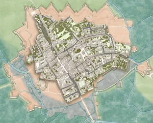 Oxford moderne sur les défenses de la guerre civile, vers 1644-1646