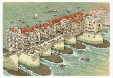 Vieux Pont de Londres (partie centrale), vers 1580-1600