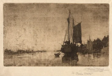Scène de rivière avec navire