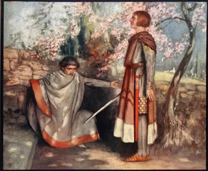 Saint Giovanni Gualberto et le meurtrier, illustration extraite de « Helmet & Cowl: Stories of Monastic and Military Orders » de W.M. Letts et M.F.S. Letts