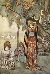 Ils firent un campement et les cygnes leur chantèrent, illustration de 