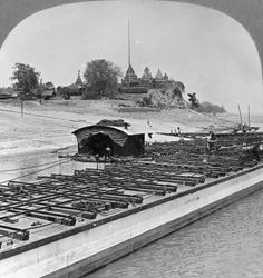 Vue de Sagaing depuis le fleuve Irrawaddy, Birmanie, 1908