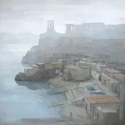 Une ville méditerranéenne brumeuse