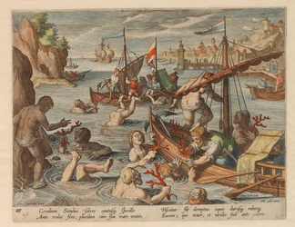 Pêche de corail. De la série Venationes Ferarum, Avium, Piscium, 1578